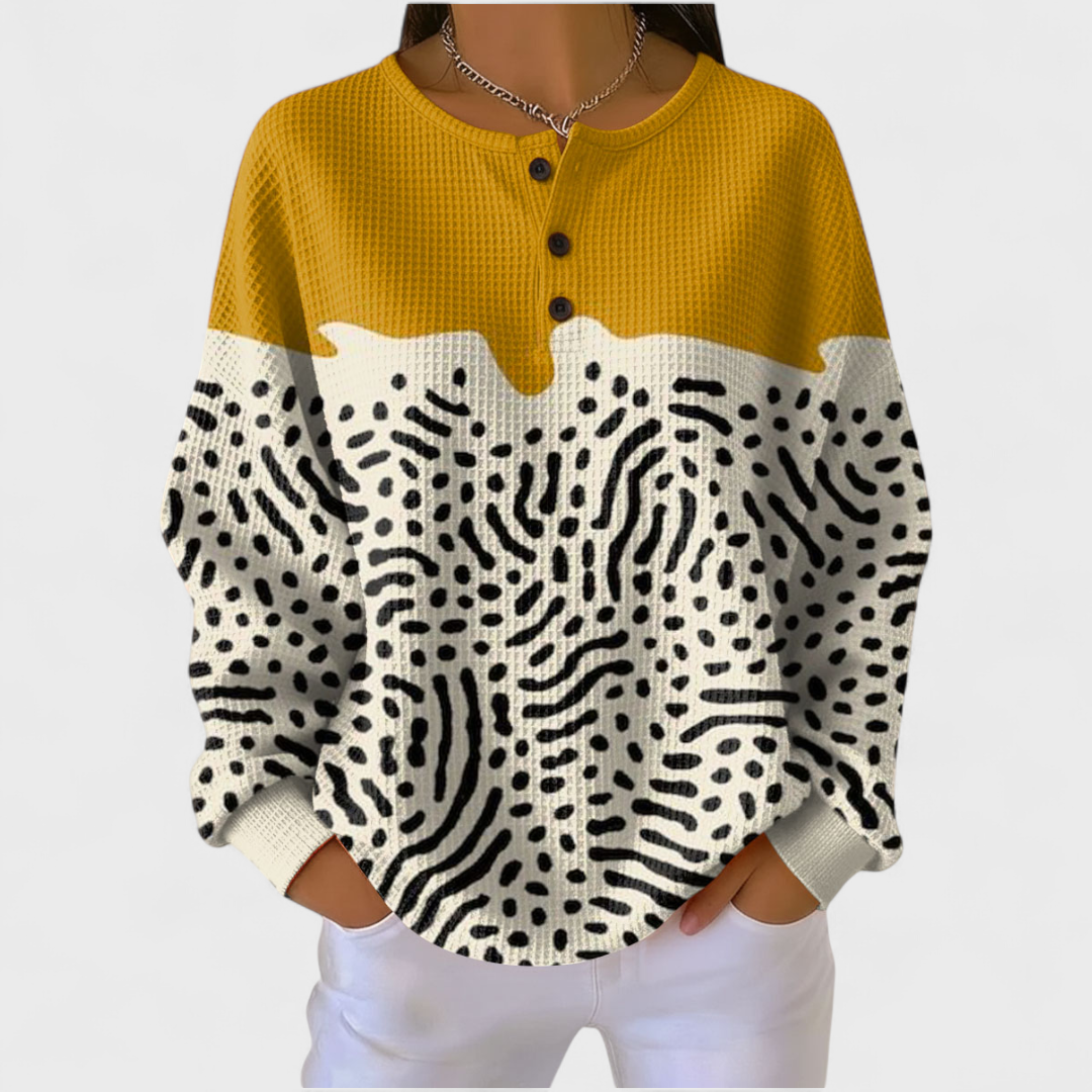 Gele dierenprint trui
