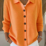 Sjaalkraag knoopcardigan oranje