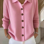 Sjaalkraag knoopcardigan roze