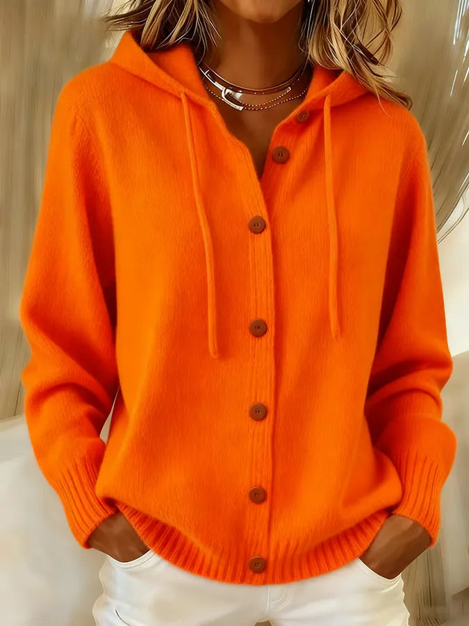 Cardigan met kap oranje