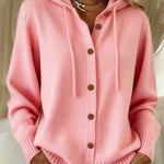 Cardigan met knopen en kap