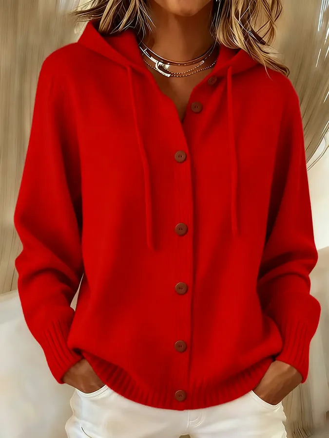 Cardigan met kap rood