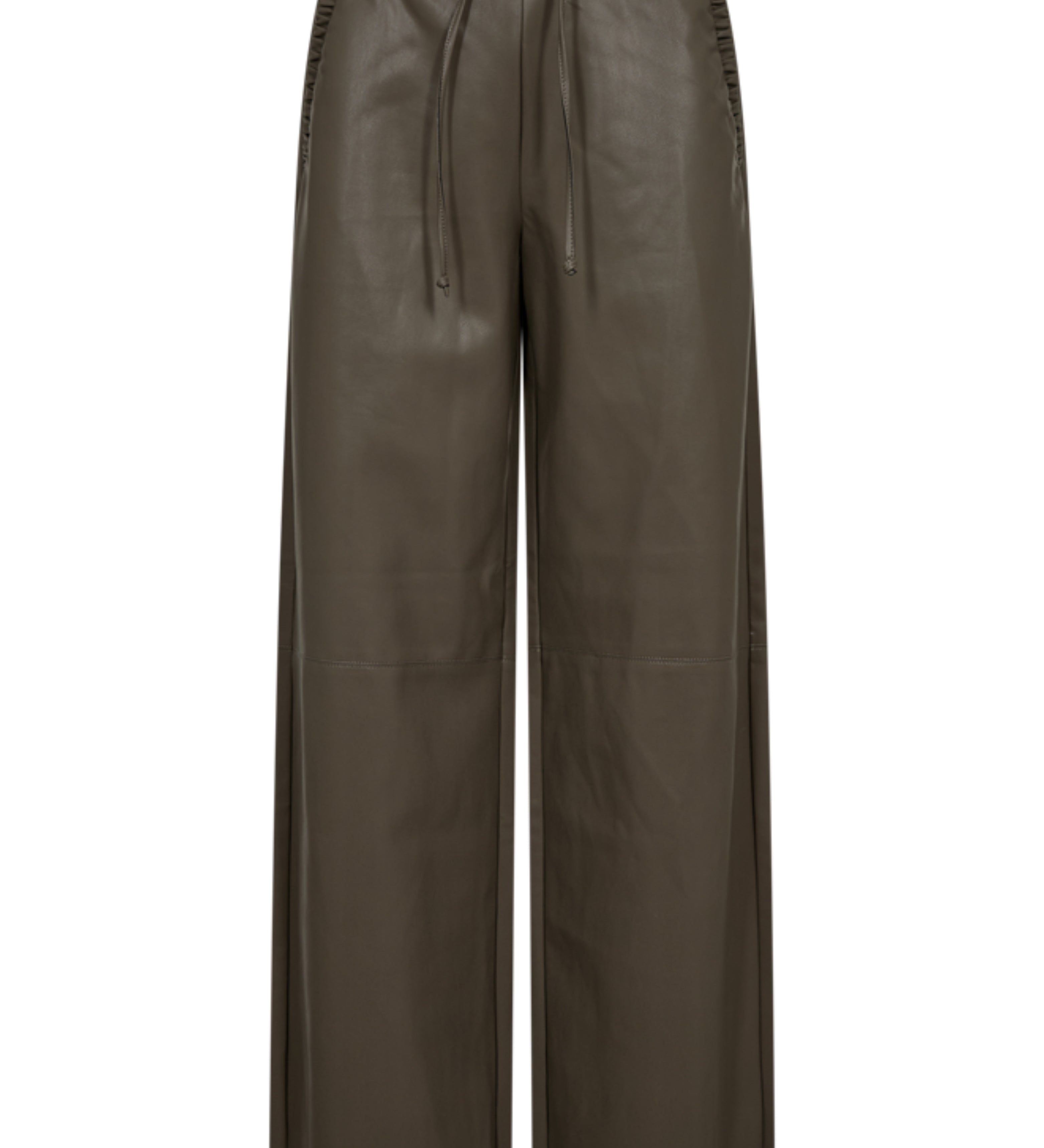 Wide-leg broek met leather look