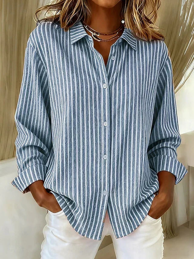 Gestreepte blouse blauw