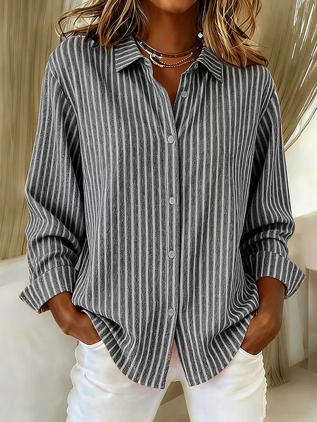 Gestreepte blouse grijs