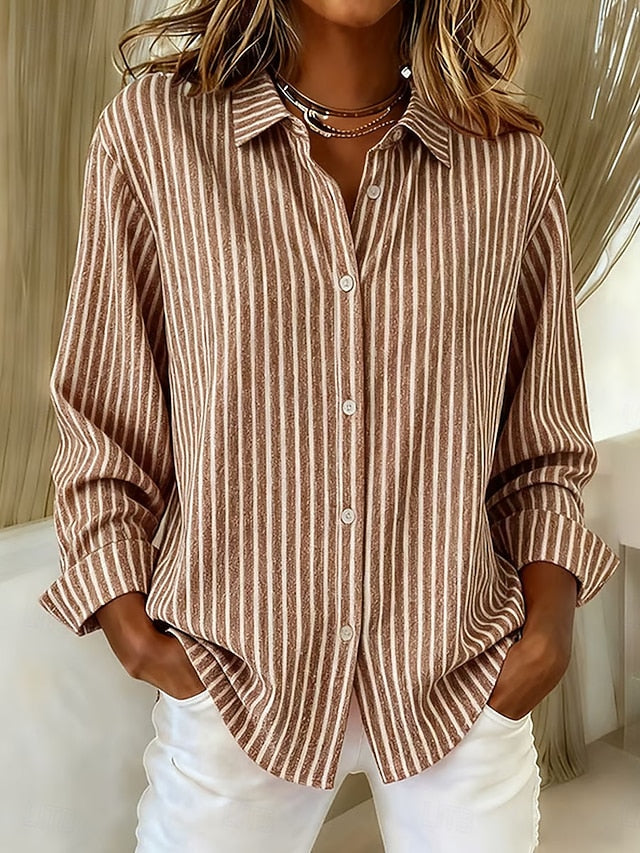 Gestreepte blouse kaki