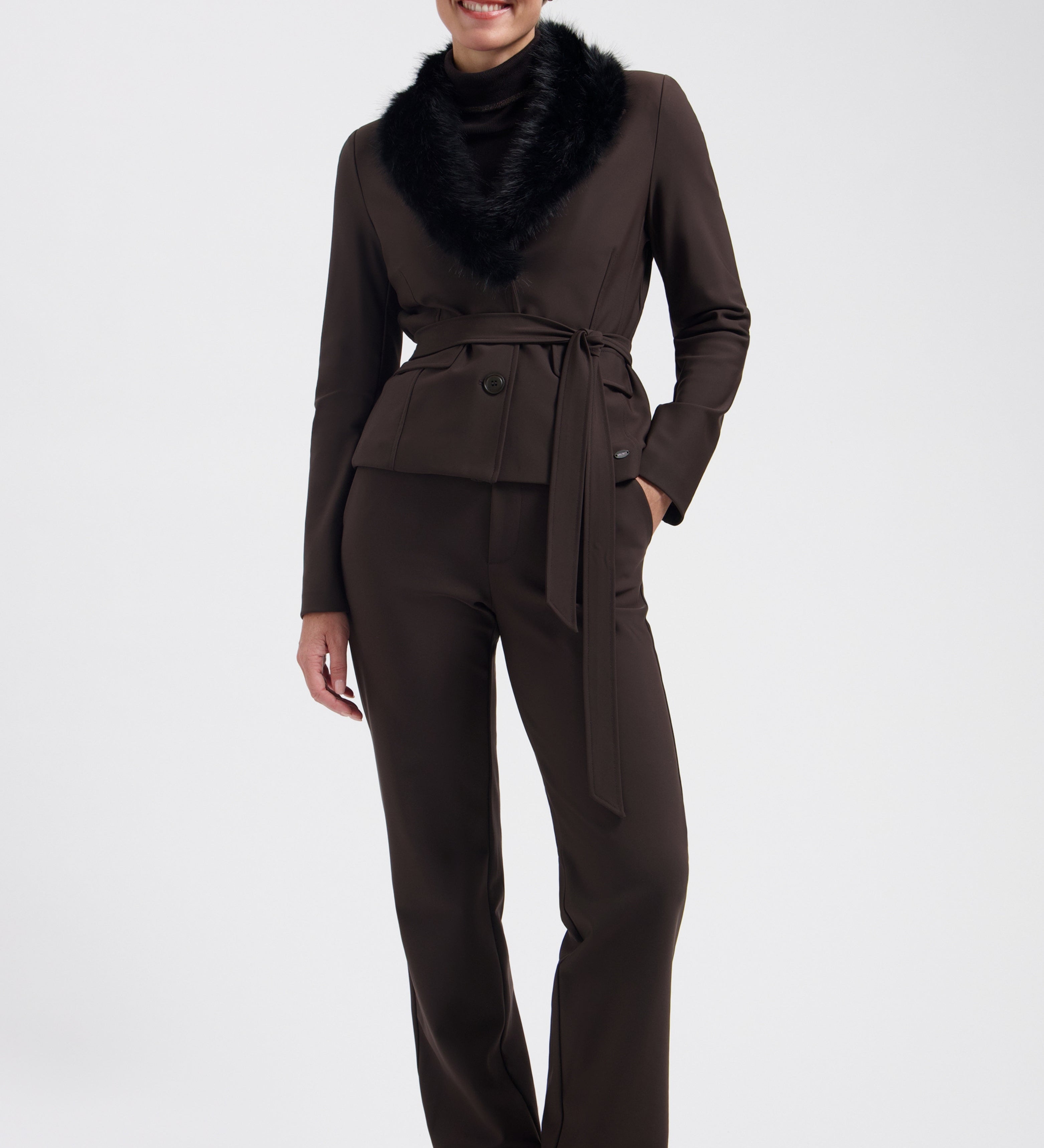 Bonded travel broek wide-leg