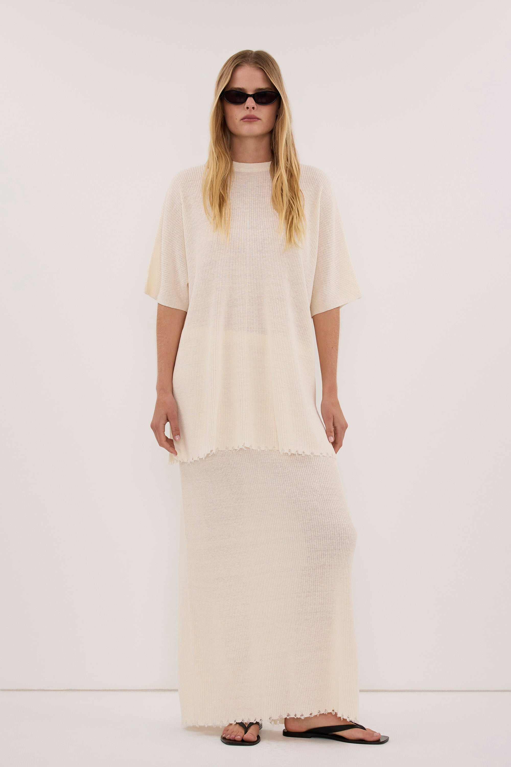 Teagan longline linnen T-shirt