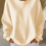 Wafeltrui met crewneck abrikoos