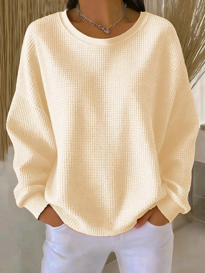 Wafeltrui met crewneck abrikoos