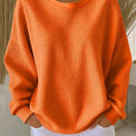 Wafeltrui met crewneck oranje