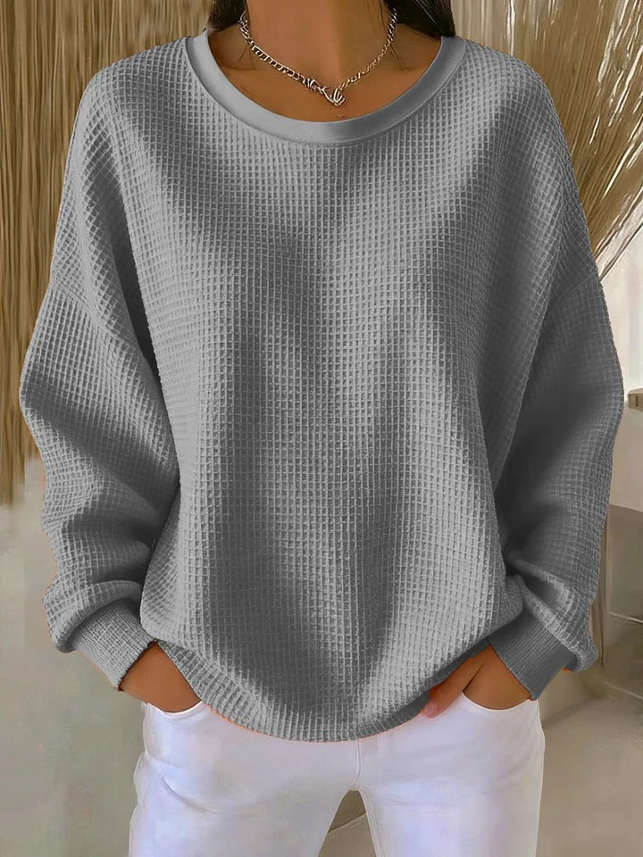 Wafeltrui met crewneck grijs