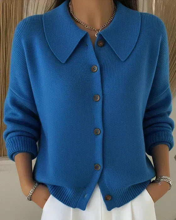 Getailleerde blousecardigan blauw