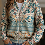 Cardigan met rits en botanische rand