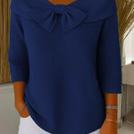 Bow-detail ribtrui donkerblauw