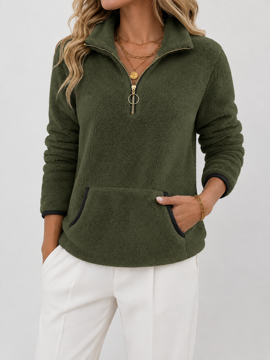 Hoodie met halve rits