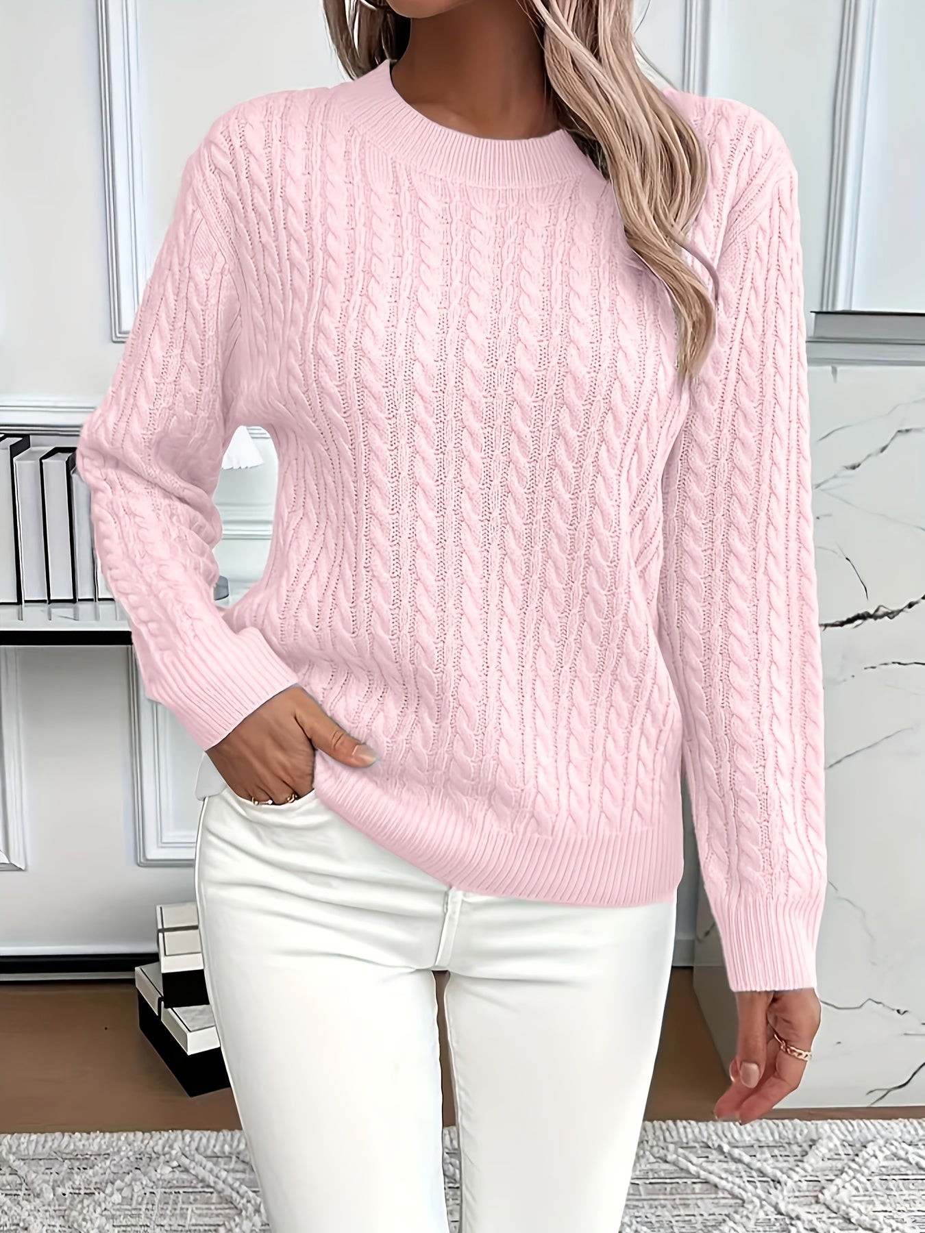 Roze kabeltrui