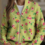 Cardigan met rits en bloemenprint
