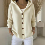 A-lijn cardigan met kap beige
