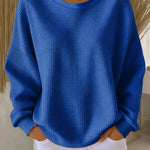 Wafeltrui met crewneck blauw