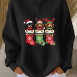 Retro kersttrui met hondenprint