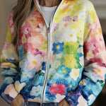 Cardigan met rits en aquarel bloemenprint