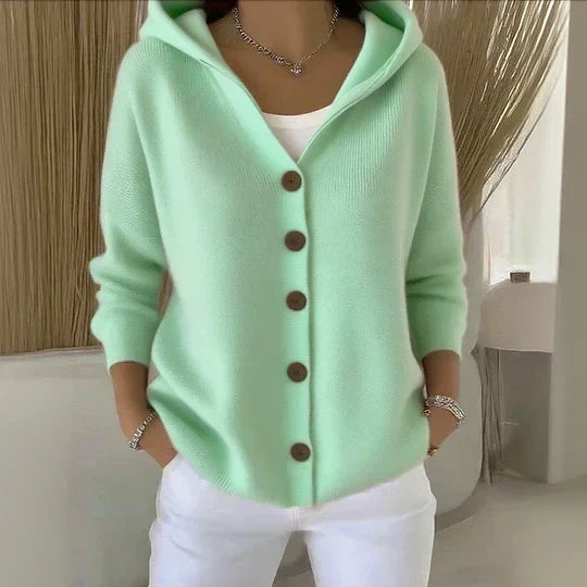 A-lijn cardigan met kap groen
