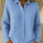 Getextureerde knoopcardigan blauw