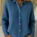Getextureerde knoopcardigan donkerblauw
