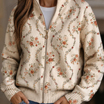 Cardigan met rits en bloemenranken