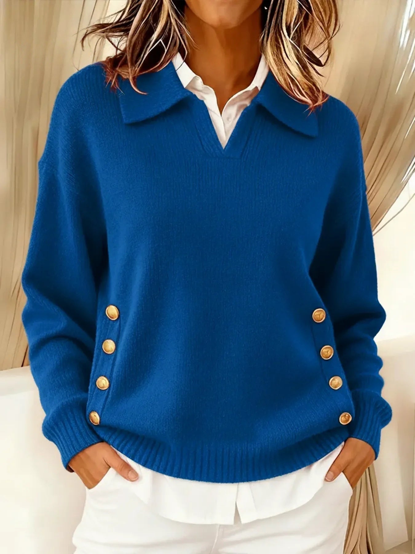 Polokraag trui blauw