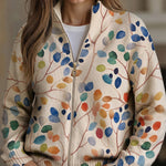 Cardigan met rits en botanische print
