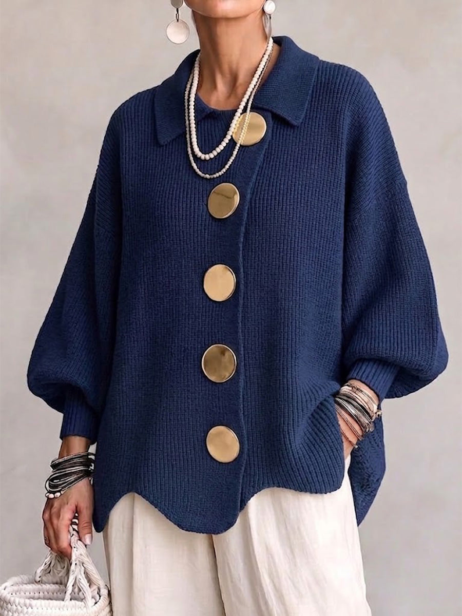 Grofgebreide cardigan marineblauw