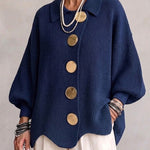 Grofgebreide cardigan marineblauw