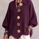 Grofgebreide cardigan wijnrood