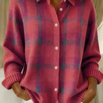 Roze geruite cardigan