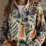 Cardigan met rits en tuinbloemenprint