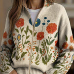 Cardigan met rits en wilde bloemen