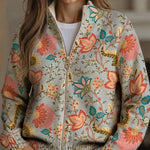 Cardigan met rits en vintage bloemenprint