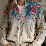 Cardigan met rits en pauw-bloemenprint